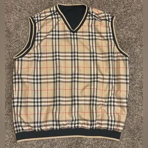 Rare Burberry Nova Check Golf Vest Reversible Men’s XL